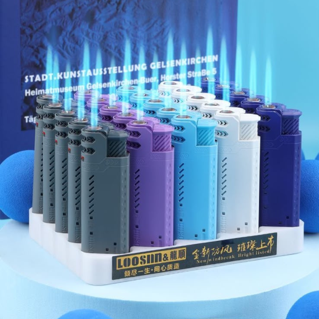 Q18 Windproof Lighter Straight Blue Flame Outer: 25 Pieces